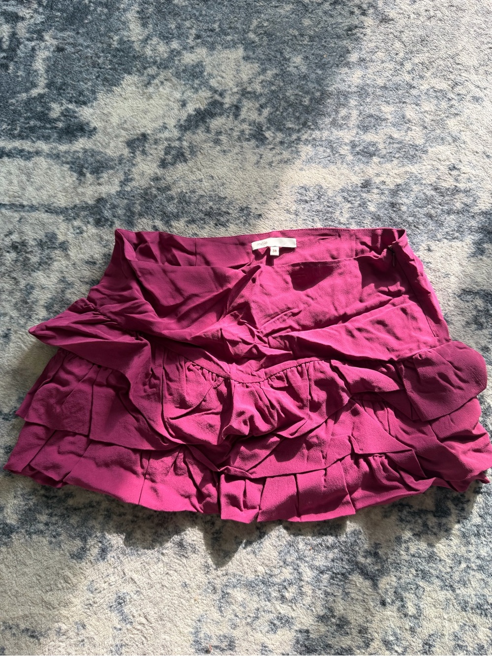 Maje Ruffled Mini Skirt in Deep Fuchsia